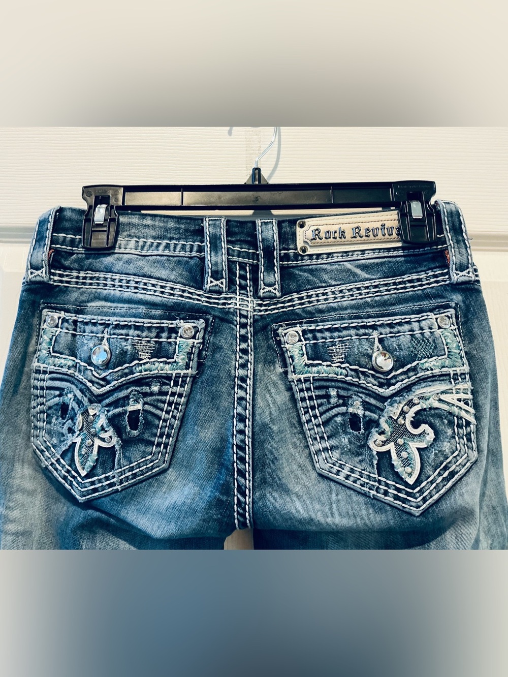 Rock Revival Festival Boho Mid Rise Ankle Skinny Jeans Kyla SZ 25 Cowgirl Rodeo - Picture 7 of 16